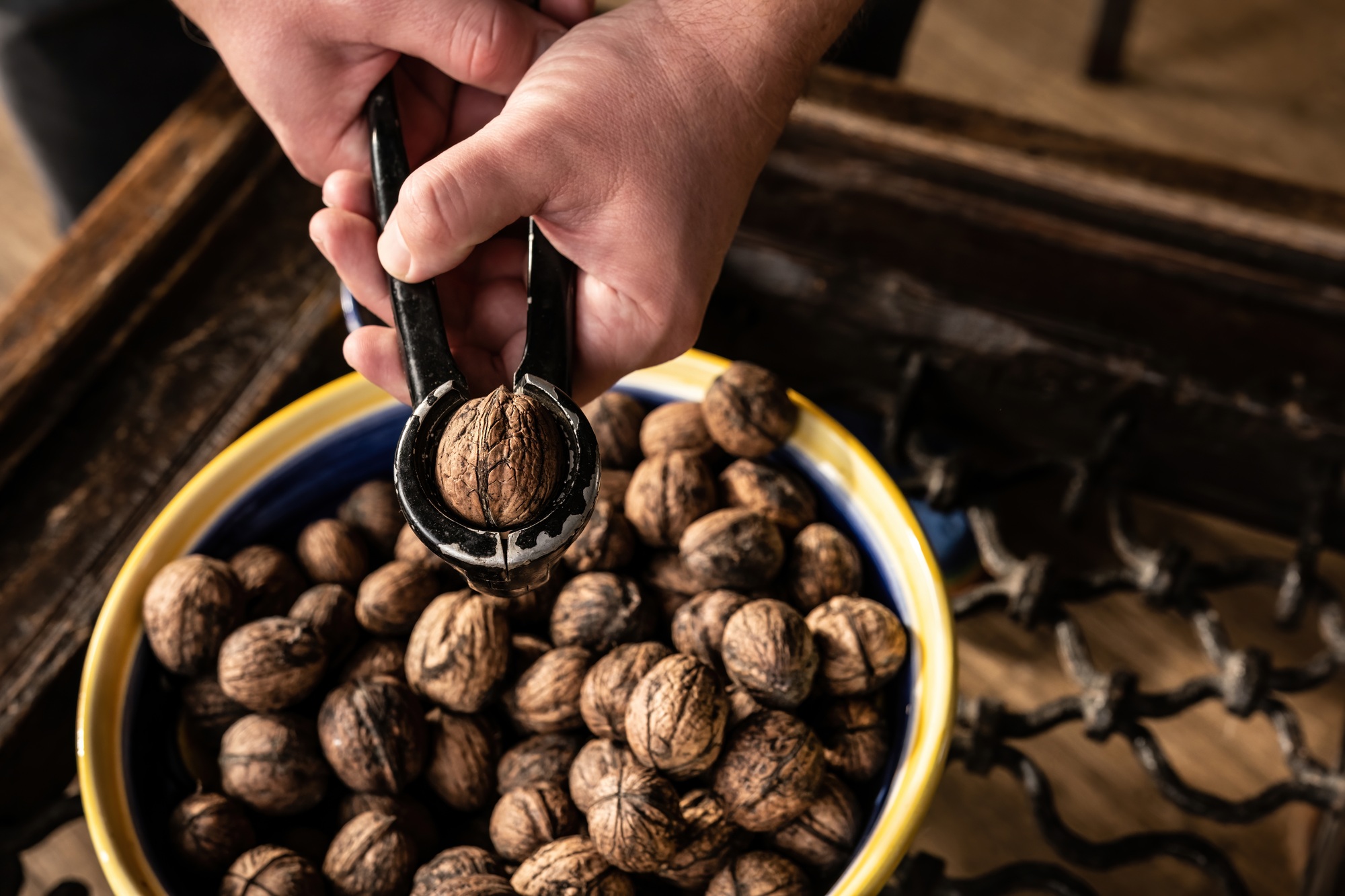 Walnuts and nutcracker